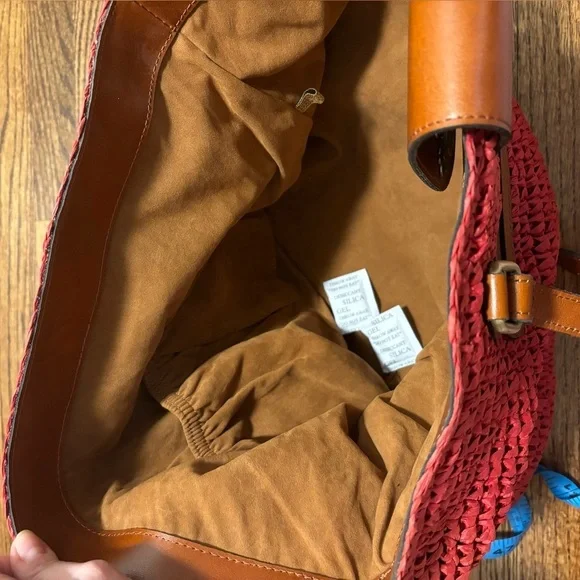 Patricia Nash | Manarola Raffia Tote Specialty Woven Straw Pink Brown Leather - Picture 5 of 12